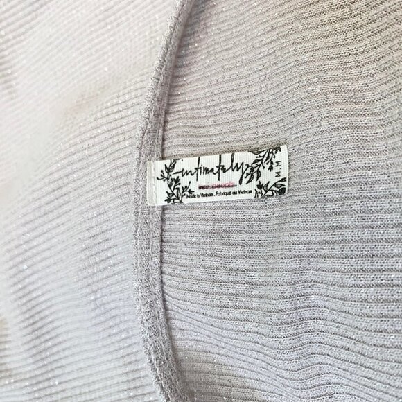 Free People metallic waffle knit tie front deep v-neck long sleeve top - Picture 8 of 12